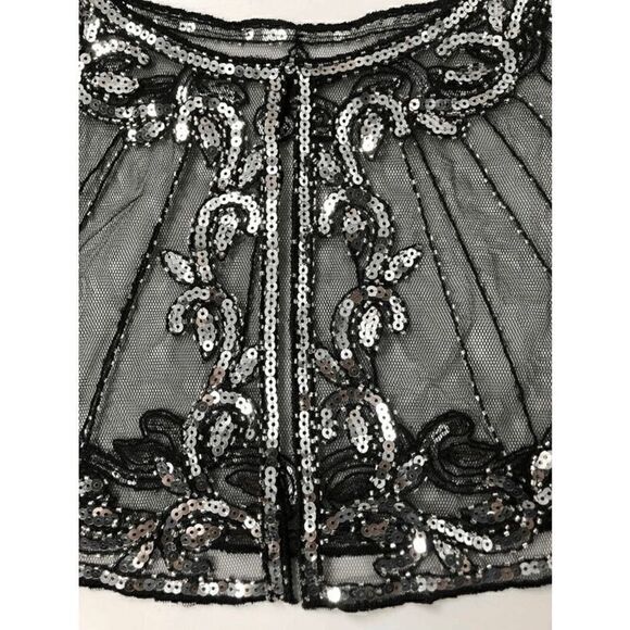 ✨ Sequin Mesh Evening Party Retro Flapper 1920s Shawl Wrap Cover Up Cape NEW - Picture 9 of 13